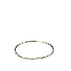 Thin Dainty Clear Rhinestone Stretchy Bracelet Silvertone 6.75 inch Unstretched